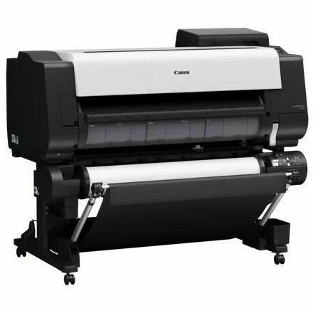 Canon TX-3200 36-inch large-format printer with basket for CAD drawings and technical output — right view