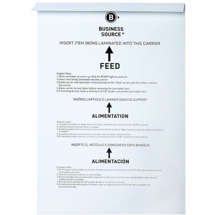 Business Source - Pochettes de plastification de 5 mil au format Menu