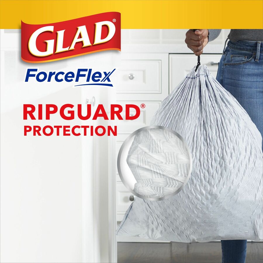 Glad ForceFlex 8-Gallons White Plastic Wastebasket Flap Tie Trash