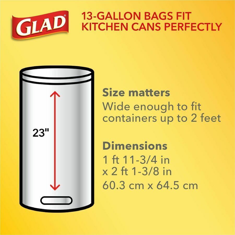 Glad ForceFlexPlus Large Drawstring Trash Bags - Large Size - 30 gal  Capacity - 24.02 Width x 24.88 Length - Black - 1Each - 25 Per Box -  Home, Office, Can