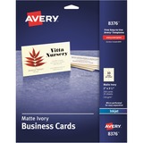 Avery® 2" x 3.5" Ivory Business Cards, Sure Feed(TM), 250 (8376) - 79 Brightness - A8 - 3 1/2" x 2" - 80 lb Basis Weight - Matte - 250 / Pack - FSC Mix - Perforated, Heavyweight, Rounded Corner