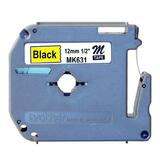 Brother P-touch Nonlaminated M Series Tape Cartridge - 1/2" Width - Direct Thermal - Black, Yellow - 1 Each