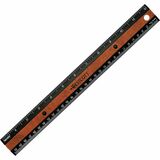 Westcott 12" KleenEarth Faux Burled Wood Ruler - 12" Length 1" Width - 1/6 Graduations - Imperial, Metric Measuring System - Plastic - 1 Each - Black