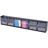 Deflecto Tilt Bin Interlocking Multi-Bin Storage Organizer - 6 Compartment(s) - 4.5" Height x 23.6" Width x 3.6" Depth - Desktop, Desktop - Interlockable - Black - Plastic - 1 Each