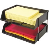 Deflecto Industrial Tray Side-Load Stacking Tray - 1500 x Sheet - 2 Tier(s) - 3.5" Height x 16.5" Width x 11.8" Depth - Black - Plastic - 2 / Set