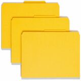 Smead SafeSHIELD 2/5 Tab Cut Letter Recycled Classification Folder - 8 1/2" x 11" - 2" Expansion - 2 x 2S Fastener(s) - 2" Fastener Capacity for Folder - Top Tab Location - Right of Center Tab Position - 2 Divider(s) - Pressboard - Yellow - 100% Recycled 