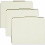 Smead SafeSHIELD 2/5 Tab Cut Letter Recycled Classification Folder - 8 1/2" x 11" - 3" Expansion - 2 x 2S Fastener(s) - 2" Fastener Capacity for Folder - Top Tab Location - Right of Center Tab Position - 3 Divider(s) - Pressboard - Gray, Green - 100% Recycled