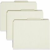 Smead SafeSHIELD 2/5 Tab Cut Letter Recycled Classification Folder - 8 1/2" x 11" - 3" Expansion - 2 x 2S Fastener(s) - 2" Fastener Capacity for Folder - Top Tab Location - Right of Center Tab Position - 3 Divider(s) - Pressboard - Gray, Green - 100% Recy