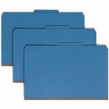 Smead SafeSHIELD 2/5 Tab Cut Legal Recycled Classification Folder - 8 1/2" x 14" - 2" Expansion - 2 x 2S Fastener(s) - 2" Fastener Capacity for Folder - Top Tab Location - Right of Center Tab Position - 2 Divider(s) - Pressboard - Dark Blue - 100% Recycle