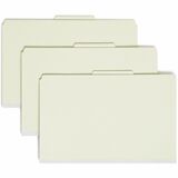 Smead SafeSHIELD 2/5 Tab Cut Legal Recycled Classification Folder - 8 1/2" x 14" - 3" Expansion - 2 x 2S Fastener(s) - 2" Fastener Capacity for Folder - Top Tab Location - Right of Center Tab Position - 3 Divider(s) - Pressboard - Gray, Green - 100% Recycled