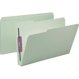 Smead 1/3 Tab Cut Legal Recycled Fastener Folder - 8 1/2" x 14" - 2" Expansion - 2 x 2S Fastener(s) - 2" Fastener Capacity for Folder - Top Tab Location - Assorted Position Tab Position - Pressboard - Gray, Green - 100% Recycled - 25 / Box
