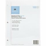 Sparco Notebook Filler Paper - Letter - 100 Sheets - Ruled Red Margin - 16 lb Basis Weight - Letter - 8 1/2" x 11" - White Paper - Subject - 100 / Pack