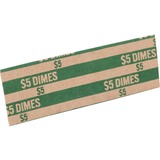 Sparco Flat Coin Wrappers - 1000 Wrap(s)Total $5.0 in 50 Coins of 10 Denomination - 60 lb Basis Weight - Kraft - Green - 1000 / Pack