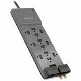Belkin 12-Outlet Home/Office Surge Protector w/Phone/Ethernet/Coax Protection - 10 foot Cable - Black - 3996 Joules - 12 x AC Power - 3996 J - 125 V AC Input - Coaxial Cable Line, Ethernet, Phone