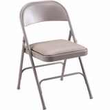 Lorell Padded Seat Folding Chairs - Beige Vinyl Seat - Beige Steel Frame - 4 / Carton