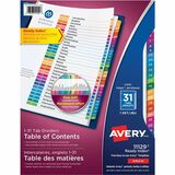 Avery Ready Index Table of Content Dividers for Laser and Inkjet Printers, 1-31 - 31 x Divider(s) - 1-31 - 31 Tab(s)/Set - 8.50" Divider Width x 11" Divider Length - 3 Hole Punched - White Paper Divider - Multicolor Paper Tab(s) - Recycled - 31 