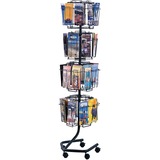 Safco Rotary Wire Brochure Display Stand - 32 Compartment(s) - 4.50" (114.30 mm) x 1.37" (34.80 mm) - 60" Height x 15" Width x 15" DepthFloor - Powder Coated - Charcoal - 1 Each