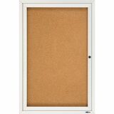 Quartet Enclosed Bulletin Board for Indoor Use - 36" (914.40 mm) Height x 24" (609.60 mm) Width - Brown Natural Cork Surface - Hinged, Self-healing, Shatter Proof, Lock, Durable - Silver Aluminum Frame - 1 Each