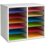Safco Adjustable 12-Slot Wood Literature Organizer - 12 Compartment(s) - 16.1" Height x 19.6" Width x 11.9" Depth - Desktop - Adjustable, Removable - Gray - Wood, Hardboard, Fiberboard - 1 Each