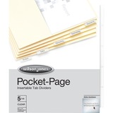 Wilson Jones® Pocket Pages, 1 Pocket on Each Side of Divider, 5-Tab Set, Clear Tabs