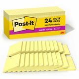Post-it® Super Sticky Notes - 1680 - 3" x 3" - Square - 90 Sheets per Pad - Unruled - Yellow - Paper - Self-adhesive, Repositionable - 24 / Pack