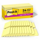 Post-it Super Sticky Notes - 1680 - 3" x 3" - Square - 90 Sheets per Pad - Unruled - Yellow - Paper - Self-adhesive, Repositionable - 24 / Pack