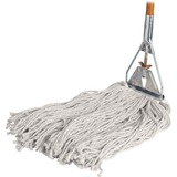 Genuine Joe Wood Handle Complete Wet Mop - 60" (1524 mm) x 0.94" (23.81 mm) Cotton Head Wood Handle - Lightweight, Rust Resistant, Absorbent, 4-ply, Refillable - 1 Each