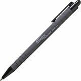 Integra Rubber Barrel Retractable Ballpoint Pens - Medium Pen Point - 1 mm Pen Point Size - Retractable - Black - Rubber Barrel - 1 Dozen