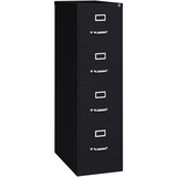 Lorell Fortress Series 26-1/2" Commercial-Grade Vertical File Cabinet - 15" x 26.5" x 52" - 4 x Drawer(s) for File - Letter - Vertical - Security Lock, Ball-bearing Suspension, Heavy Duty - Black - Steel - Recycled