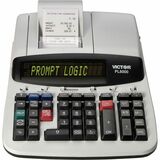 Victor PL8000 Thermal Printing Calculator - Date, Clock, Heavy Duty, Backlit Display, Durable, Independent Memory, 4-Key Memory - AC Supply Powered - 4" x 8.8" x 13.5" - Gray, White - 1 Each