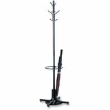 Safco Umbrella Stand Coat Rack - 4 Hooks - 18.14 kg Capacity - for Multipurpose - Steel - Black - 1 Each