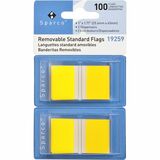 Sparco Removable Standard Flags in Dispenser - 100 x Yellow - 1.75" x 1" - Rectangle - Yellow - See-through, Self-adhesive, Removable - 100 / Pack