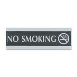 U.S. Stamp & Sign Century Series No Smoking Sign - 1 Each - No Smoking Print/Message - 9" (228.60 mm) Width x 3" (76.20 mm) Height - Silver Print/Message Color - Mounting Hardware - Black, Silver