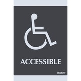 Headline Century Handicap Accessible Sign - 1 Each - Accessible Print/Message - 6" (152.40 mm) Width x 9" (228.60 mm) Height - Silver Print/Message Color - Self-adhesive - Plastic - Black