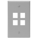 Leviton 41080-4GP Faceplates & Mounting Boxes Leviton Quickport 4 Socket Faceplate - 4 X Socket(s) - 1-gang - Gray 41080-4gp 410804gp 078477820445