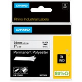 Dymo Rhino Permanent Polyester Tape - 15/16" Width x 18 ft Length - Permanent Adhesive - Rectangle - Thermal Transfer - White - Polyester - 1 Each