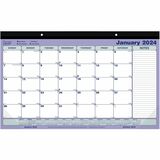 Blueline Monthly Compact Desk Pad/Wall Calendar - Monthly - 1 Year - January 2024 - December 2024 - 1 Month Single Page Layout - 17 3/4" x 10 7/8" Sheet Size - 2 x Holes - Chipboard - Desk Pad - Blue, Green - Chipboard - Tear-off - 1 Each