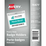 Avery Heavy-Duty Secure Top Clear Badge Holders - Support 3" (76.20 mm) x 4" (101.60 mm) Media - Horizontal - Polyvinyl Chloride (PVC) - 25 / Pack - Clear