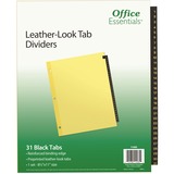 Avery® Office Essentials® Black Leather Preprinted Tab Dividers, 1-31 Tab, 1 Set (11485)