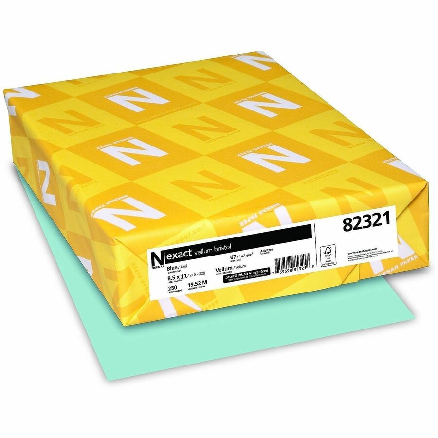 Exact Inkjet, Laser Vellum Paper - Blue - 92 Brightness - Letter - 8 1/2" x 11" - 67 lb Basis Weight - Vellum - 1 Pack - Acid-free, Chlorine-free, Durable, Heavyweight, Quick Drying