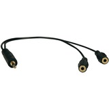 Tripp Lite by Eaton 3.5mm Mini Stereo Cable adapter Y Splitter for Speakers and Headphones (M to 2x F) 1 ft. (0.31 m)