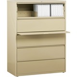 Lorell Fortress Lateral File - 5-Drawer - 42" x 18.6" x 67.7" - 5 x Drawer(s) for File - Legal, Letter, A4 - Lateral - Rust Proof, Leveling Glide, Interlocking, Ball-bearing Suspension, Label Holder - Putty - Recycled