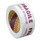 Scotch 3772 Printed Message Box Sealing Tape - 109.4 yd (100 m) Length x 1.89" (48 mm) Width - 3" Core - Synthetic - 1.20 mil - Rubber Resin Backing - Tear Resistant, Split Resistant - For Packing, Sealing - 1 Each - White