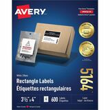 Avery White Rectangle Labels with Sure Feed&trade; Technology,TrueBlock, 3?" x 4" , for Laser and Inkjet Printers - 3 1/3" Height x 4" Width - Permanent Adhesive - Rectangle - Laser - Bright White - Paper - 6 / Sheet - 100 Total Sheets - 600 Tot