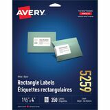 Avery® Smooth Feed Laser Label - 1 1/2" x 4" Length - Permanent Adhesive - Rectangle - Laser - White - 350 / Pack - Jam-free, Smudge-free