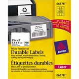 Avery® Durable ID Labels, Permanent Adhesive, 2" x 2-5/8" , 750 Labels (6578) - 2" Height x 2 5/8" Width - Permanent Adhesive - Rectangle - Laser - White - Film - 15 / Sheet - 50 Total Sheets - 750 Total Label(s) - 750 / Pack