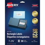 Avery Mailing Label - 2 5/8" Width x 1" Length - Permanent Adhesive - Rectangle - Inkjet - White - 30 / Sheet - 300 / Pack - Jam-free, Smudge-free, Write-on Label