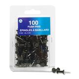Acme United Plastic Head Push Pin - 0.25" (6.35 mm) Diameter - 100 / Box - Black