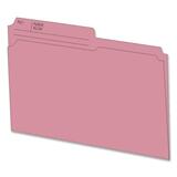 Hilroy 1/2 Tab Cut Letter Recycled Top Tab File Folder - 8 1/2" x 11" - Pink - 10% Recycled - 100 / Box