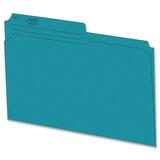 Hilroy 1/2 Tab Cut Letter Recycled Top Tab File Folder - 8 1/2" x 11" - Teal - 10% Recycled - 100 / Box